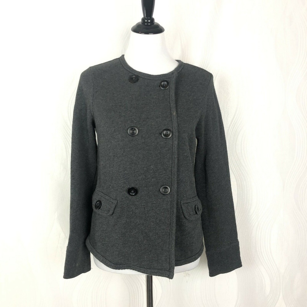 Gap Womens Fleece Lined Sweater Gray Double Breasted Button Cardigan Size S‎